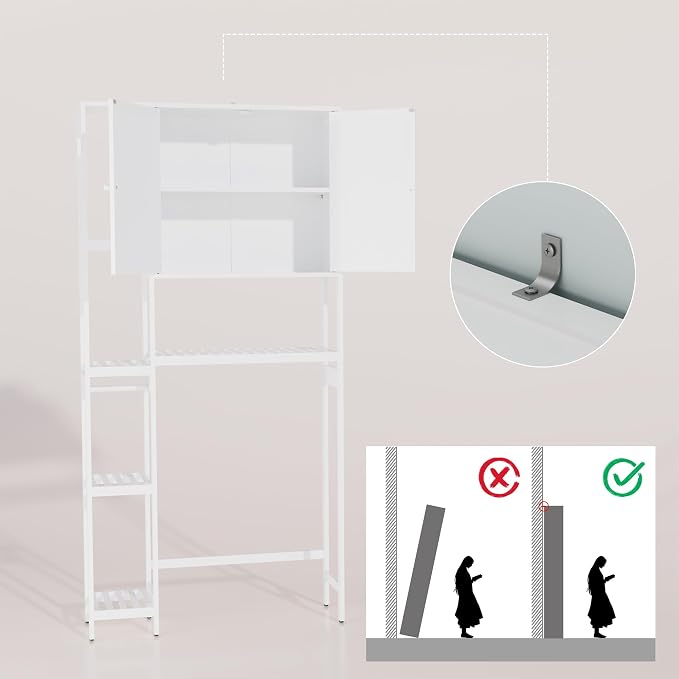 Bamboo Over The Toilet Storage, Above Toilet Organizer Storage Shelf, Tall - Image 7