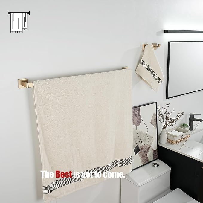 JQK Champagne Bronze Bath Towel Bar, 27 Inch 304 Stainless Steel Thicken 0.8mm - Image 5