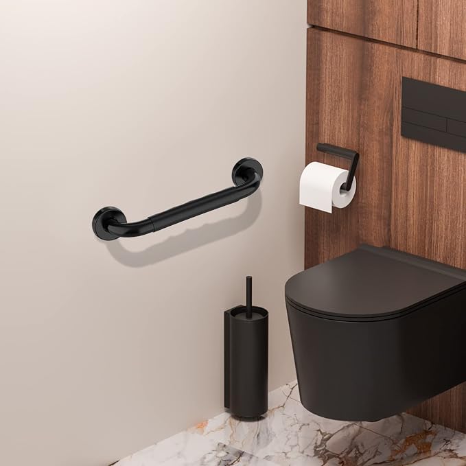 20 Inch Shower Grab Bar w/Anti Slip Rubber Grip, Munzong Black Stainless Steel - Image 4