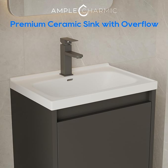 Bathroom Vanity with Sink 20 Inch, Modern Freestanding Bathroom Storage Cabinet - Image 5