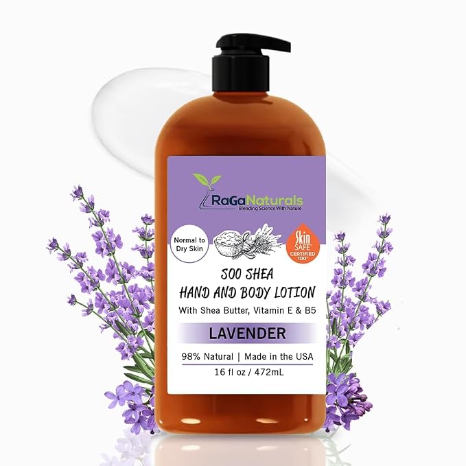 RaGaNaturals Lavender Shea Butter Hand and Body Lotion, 16 Fl Oz by RaGaNaturals