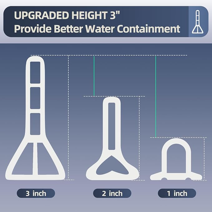 3” High Shower Threshold Water Dam 122 Inch Collapsible Shower Barrier Water - Image 2