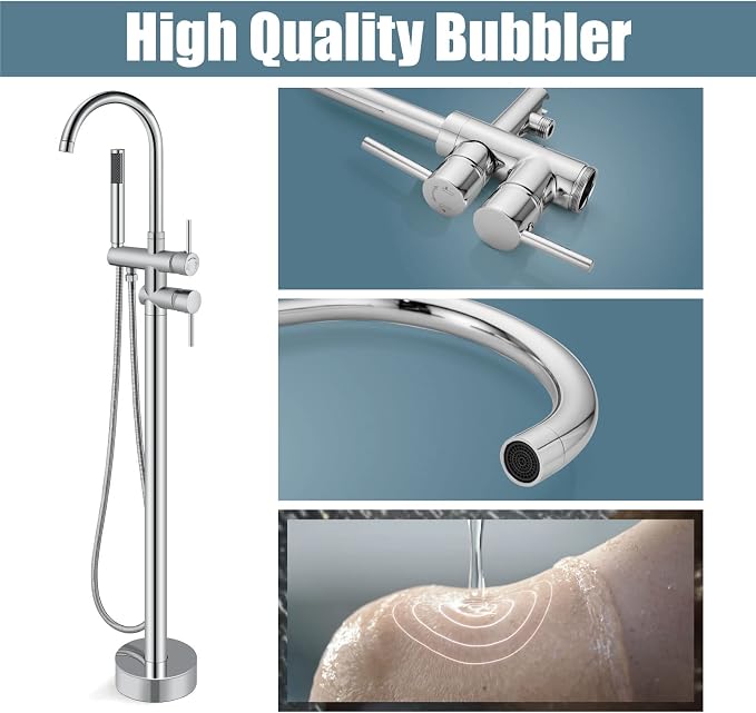 Aolemi Floor Mount Bathtub Faucet Freestanding Tub Filler Standing High Flow - Image 4