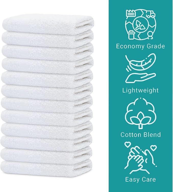 GOLD TEXTILES 60 Pack Economy White Washcloths Set - Image 2