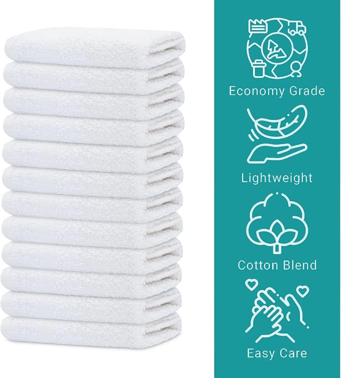 GOLD TEXTILES 24 Pack Economy White Washcloths Set - Image 5