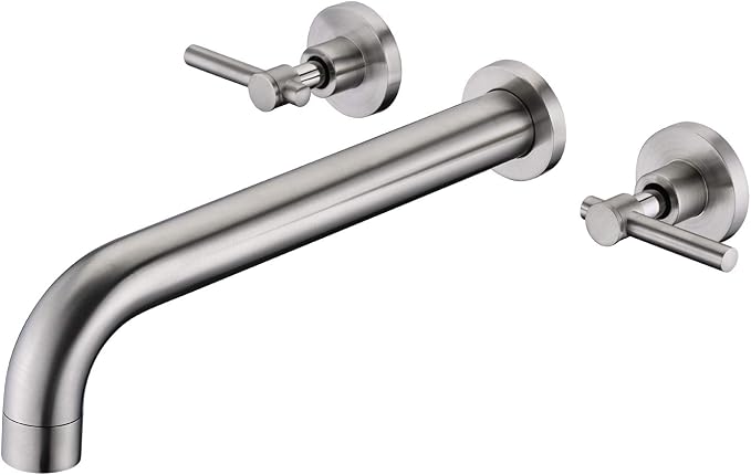 Wall Mount Tub Filler Faucet Brushed Nickel High Flow Bathtub Faucet Two by SUMERAINFAUCETS