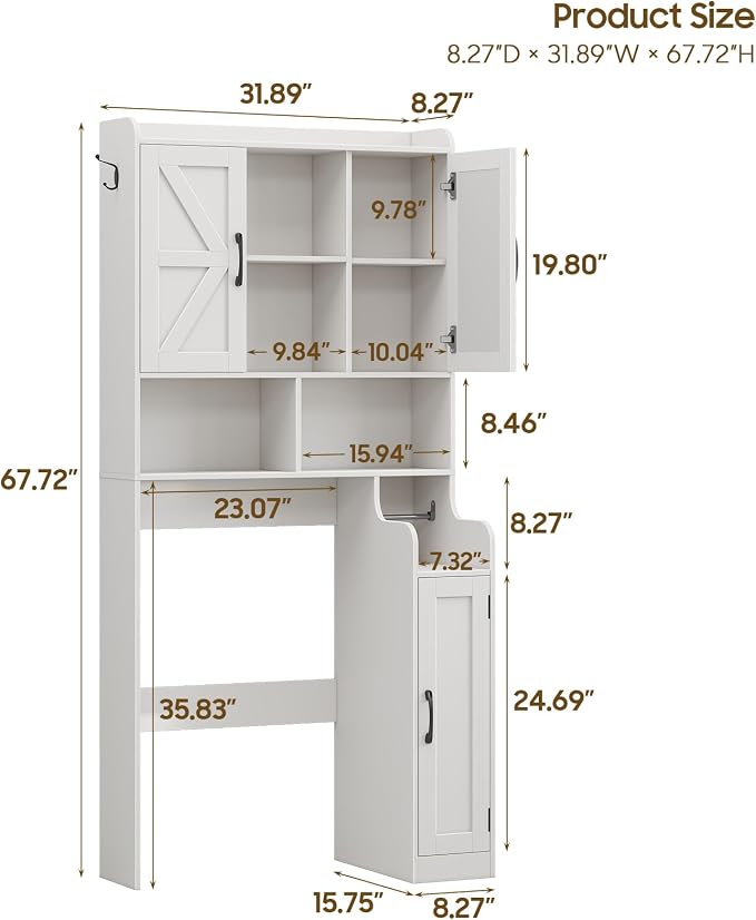 Over The Toilet Storage Cabinet, Bathroom Over Toilet Storage Organizer - Image 2