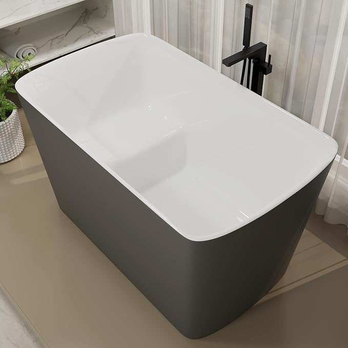 47" Lucite Acrylic Freestanding Bathtub，Square Shape Janpanese Soaking Tub by Mokleba