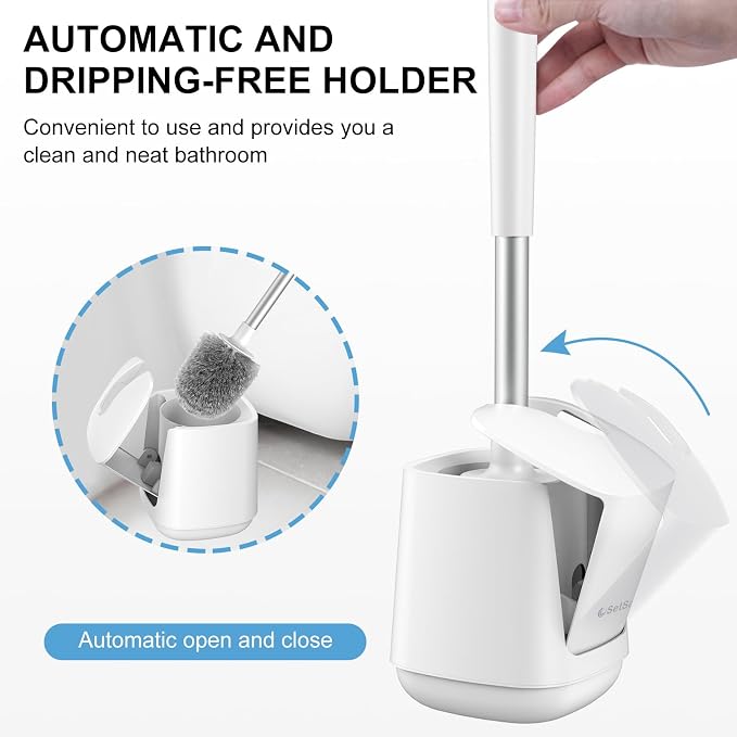 SetSail Toilet Brush, Self Closing Lid Toilet Bowl Brushes Holder and Extra - Image 4