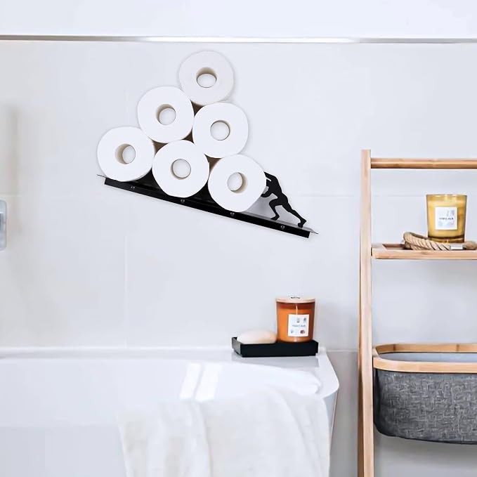 Multifunctional Wall-Mounted Toilet Paper Holder Shelf – Heavy-Duty Metal - Image 2
