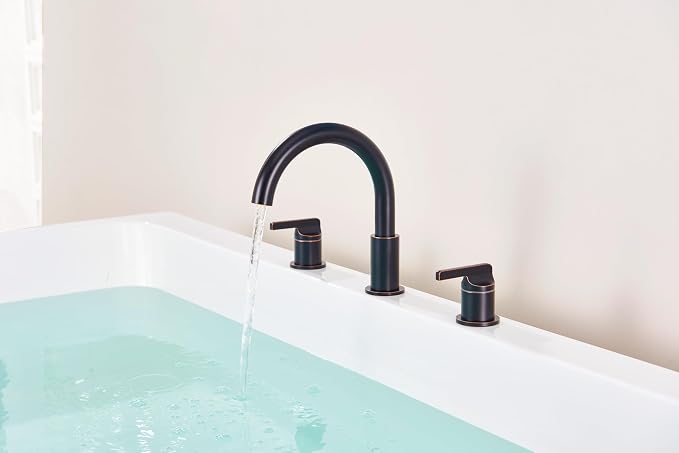 SITGES Oil Rubbed Bronze High-Arc Bathtub Faucet, Solid Brass, 2-Handle Deck - Image 5