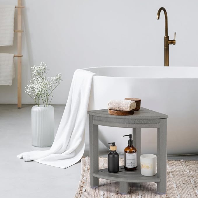 HDPE Corner Shower Stool, Shower Bench Seat - Image 2