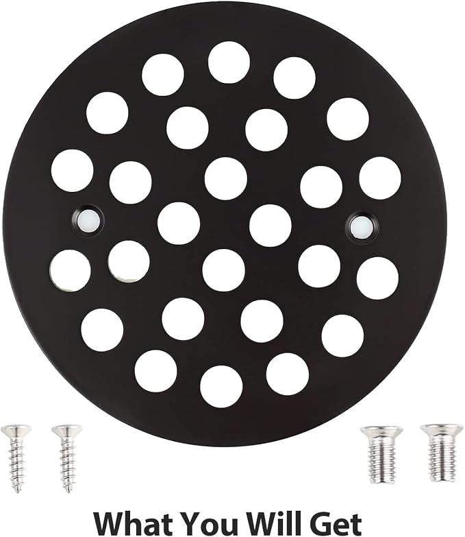 4-1/4” Round Shower Drain Cover, Screw-in Shower Drain Strainer, - Image 4