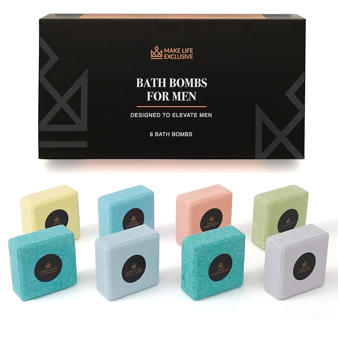 Bath Bombs for Men, Block Shape, Gifts for Men, 8 Large 5oz Bombs, 100% Natural - Image 5