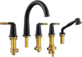 Black & Rose Gold Roman Bathtub Faucet Set by Wintap