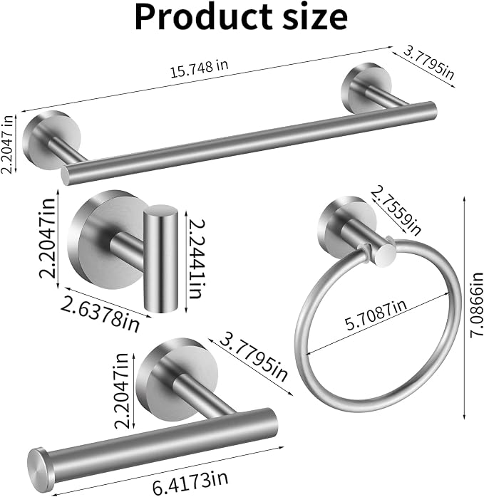 Bathroom Hardware Set 10 Pieces, Stainless Steel Towel Bar Set Includes 16 inch - Image 4