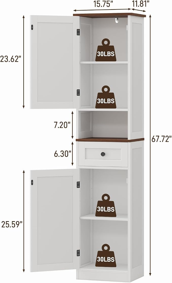 67" H Tall Bathroom Cabinet, Narrow Storage Cabinet - Image 2