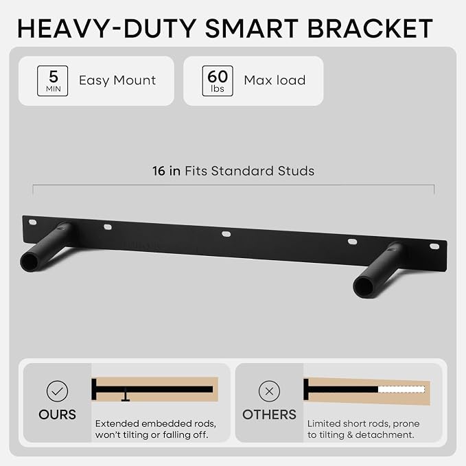 Homeforia Black Floating Shelves 24 inch, High End Solid Real Wood 24inch - Image 5