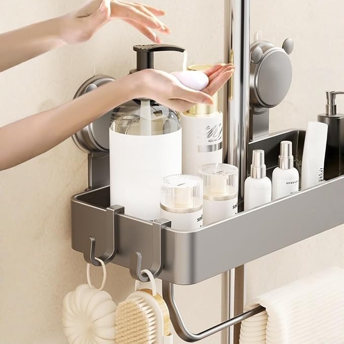Suction Cup Wall Mounted Suction Shower Rack Organizer No Drilling Shelf Basket - Image 8