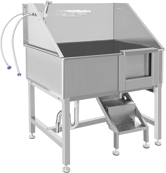 38 Inch Professional Dog Wash Station, Stainless Steel Dog Grooming Tub - Image 7