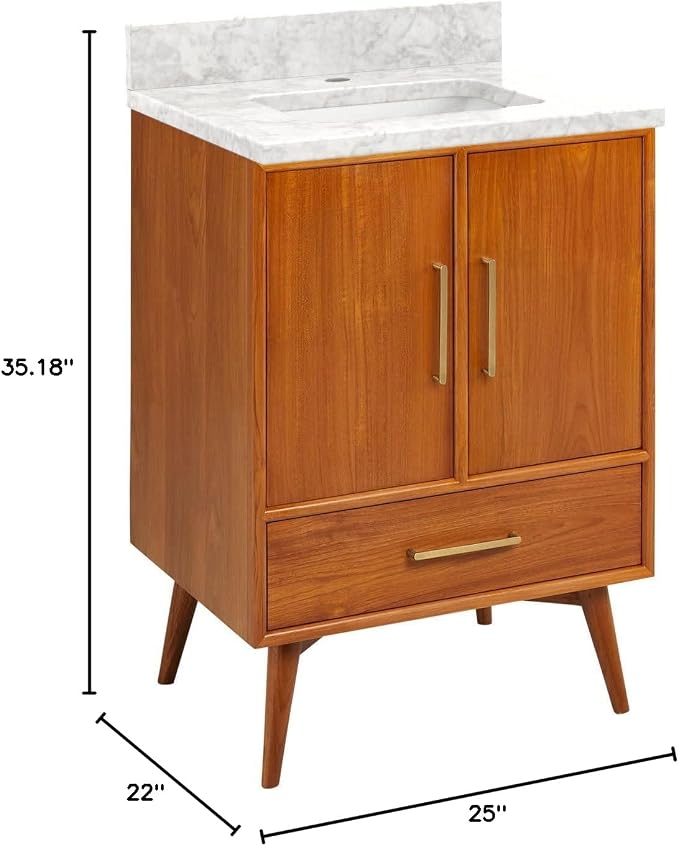 Signature Hardware 953363-24-RUMB-1 Novak 24" Freestanding Teak Single Basin - Image 2