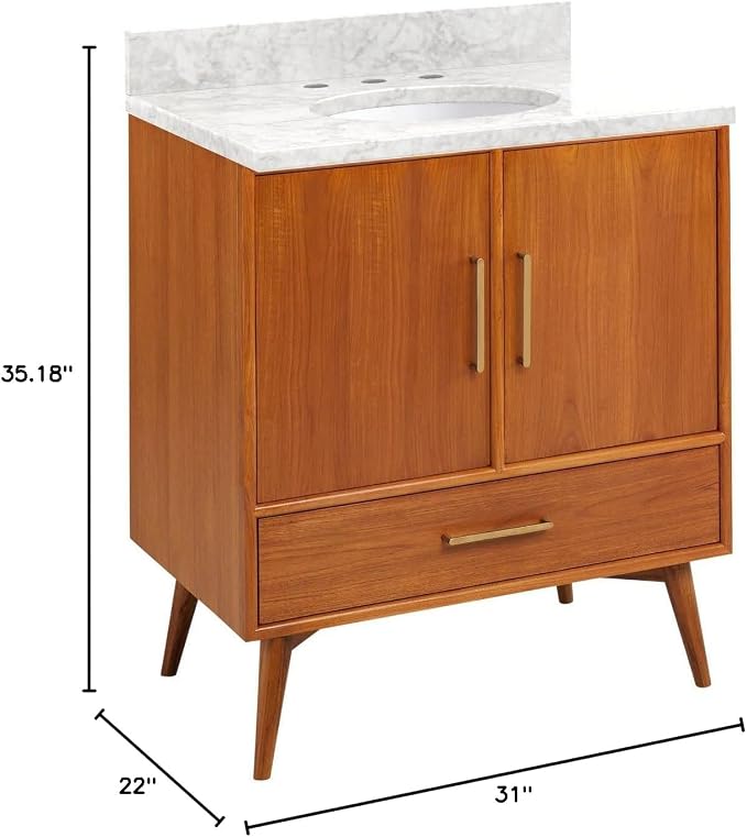 Signature Hardware 953363-30-UM-8 Novak 30" Freestanding Teak Single Basin - Image 2