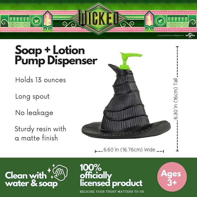 Wicked Witch Hat Soap/Lotion/Hand Sanitizer Resin Pump Dispenser, 13 Ounces - Image 2