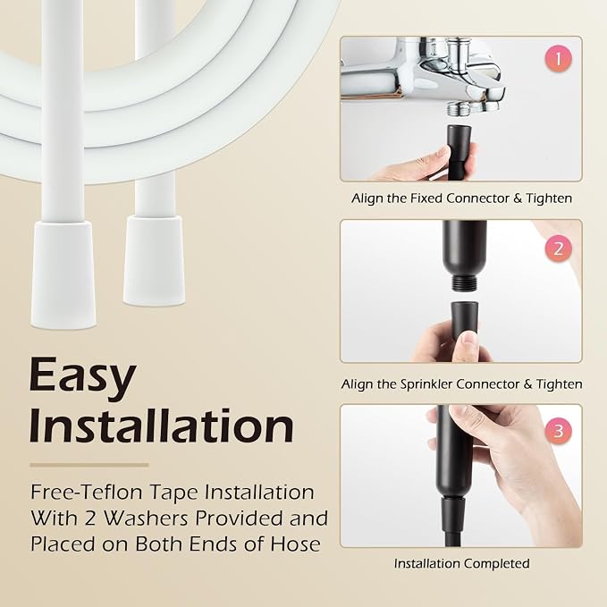79 Inches Silicone Shower Hoses Replacement, Anti-Kink Designed Handheld Shower - Image 7