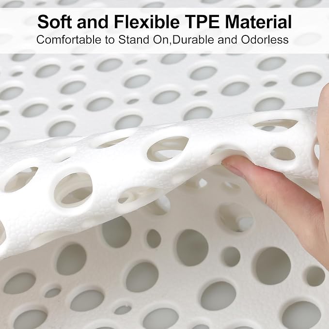 Non Slip Shower Mat with Suction Cups, 23.6x35.4 Inch Quick Drain TPE Anti Slip - Image 5
