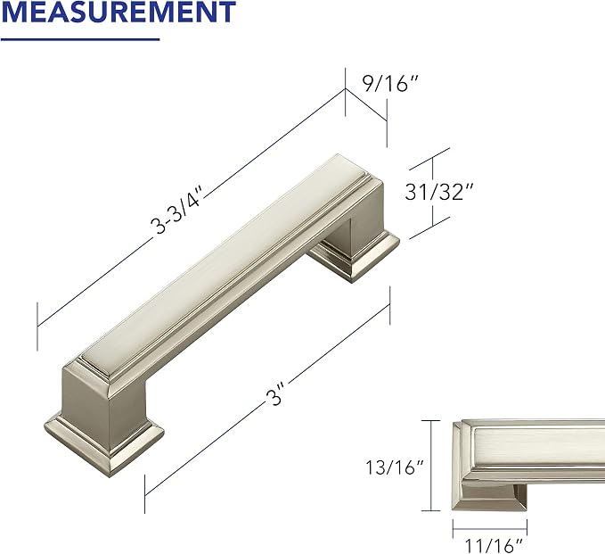 Ravinte Hardware 10 Pack Brushed Nickel Cabinet Pulls, 3 Inch Hole Center Zinc - Image 2