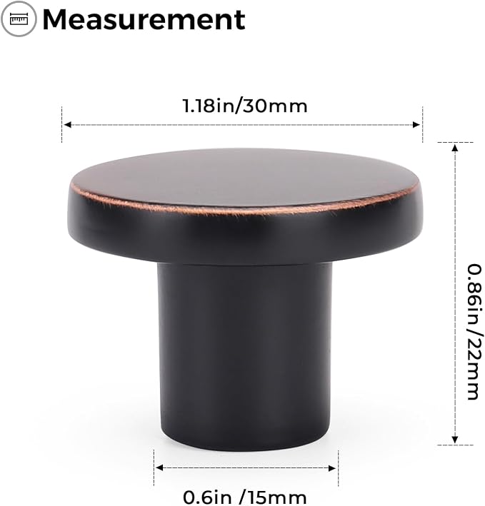 Ravinte 10 Pack Cabinet Knobs Oil Rubbed Bronze Kitchen Cabinet Knobs Round - Image 3