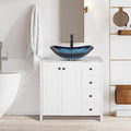32" White Bathroom Vanity with Engineered Wood Marble Texture Top and 4 Drawers by Solidee