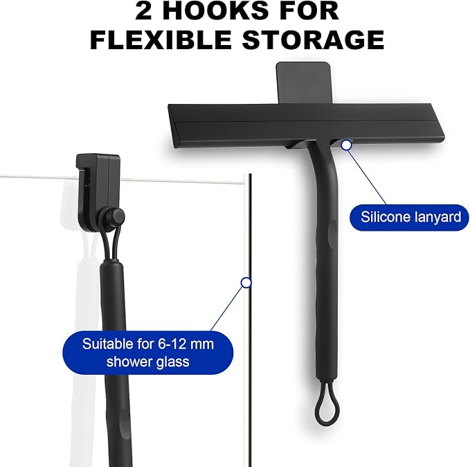 Shower Squeegee for Glass Doors, 8.5" Slicone Squeegee for Shower Glass Door - Image 2