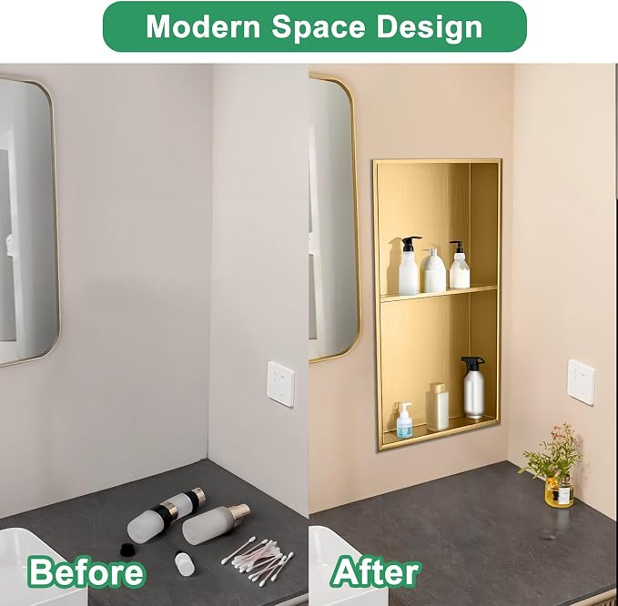 SaniteModar Shower Niche, Stainless Steel Shower Niche 12" X 24" No Tile Needed - Image 5