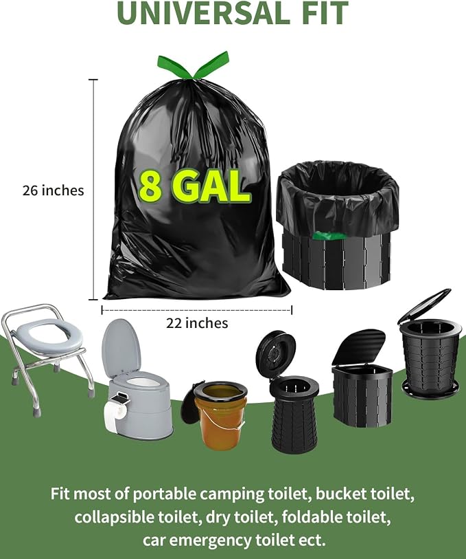 100 Camping Toilet Bags Drawstring, 8 Gallon Portable Toilet Bags Use - Image 6