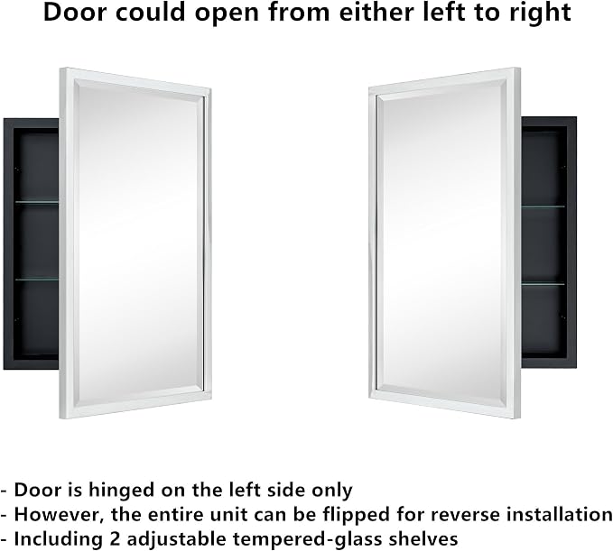 TEHOME Chrome Recessed Bathroom Medicine Cabinet - Image 7