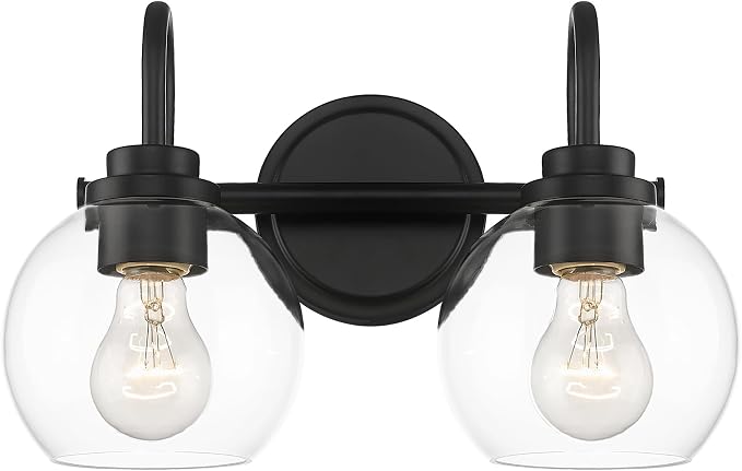 2-Light Bathroom Vanity Light Over Mirror, Matte Black Vanity Light by Audickic
