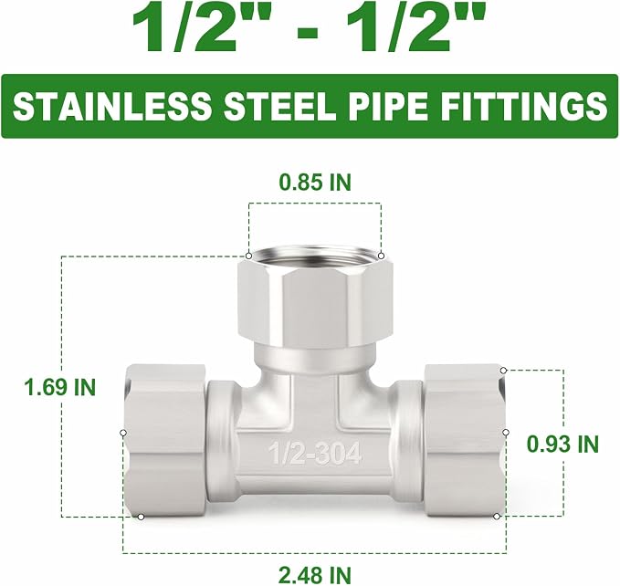 TAISHER 2PCS 304 Stainless Steel 3 Way 3 Ends Flexible Movable Tee Connector - Image 2