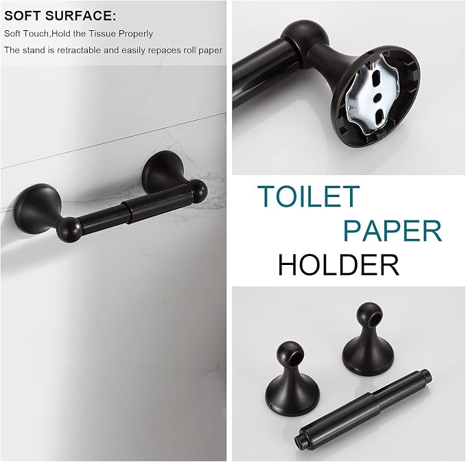 BGL Bathroom Hardware Set, Oil-Rubbed Bronze Adjustable Expandable Towel Bar - Image 5