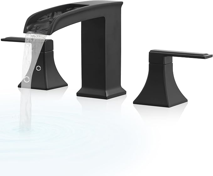 Brass High Flow Roman Bathtub Faucet Black Tub Faucet, Waterfall Bath Tub by HEYMYTAP