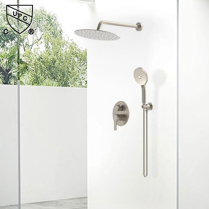 Shower Faucet Set 12IN Brass Rough-In Valve Body Trim Kit Rainfall Included - Image 2
