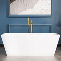 Sarlai 67 Inch Acrylic Freestanding Soaking Bathtub Contemporary Soaking White by Sarlai