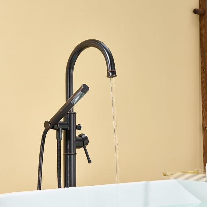 Free Standing Tub Faucet Oil Rubbed Bronze Freestanding Bathtub Faucet Floor - Image 7