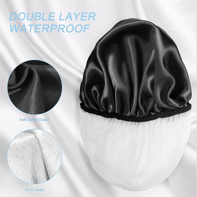 Aquior Shower Cap, Premium Soft Silky Satin Reusable Hair Cap - Image 5
