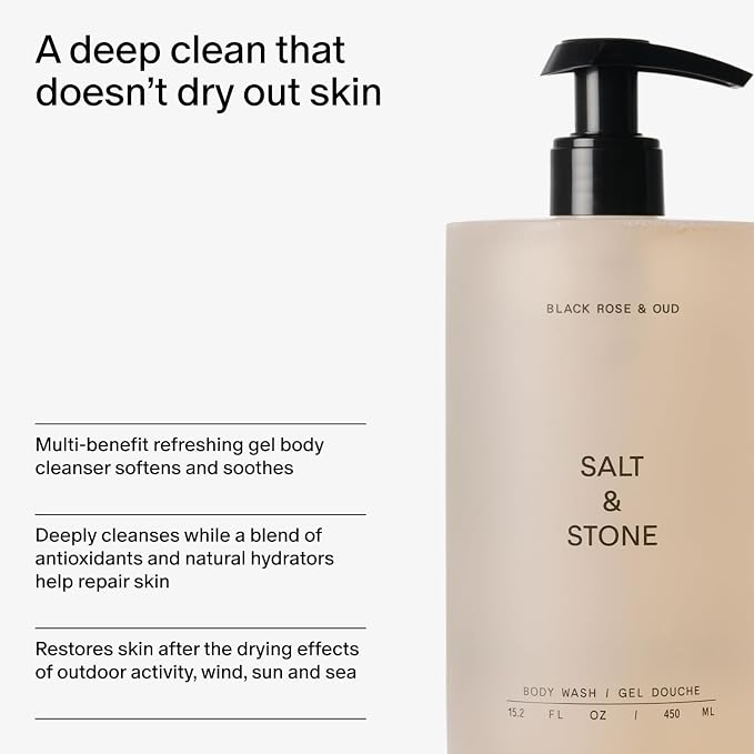 Salt & Stone Body Wash for Women & Men | Black Rose & Oud | Hydrating Gel - Image 5