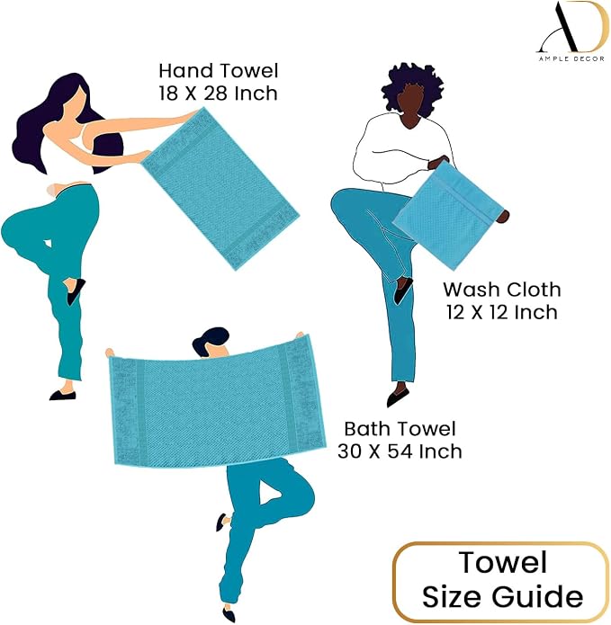 Ample Decor Bathroom Towel Set of 18-4 Bath Towel, 4 Hand Towel, 10 Wash Cloths - Image 5