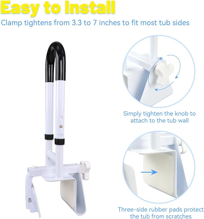 Adjustable Bathtub Grab Bars for Seniors, Tub Handle Grab Bar for Elderly Bath - Image 4