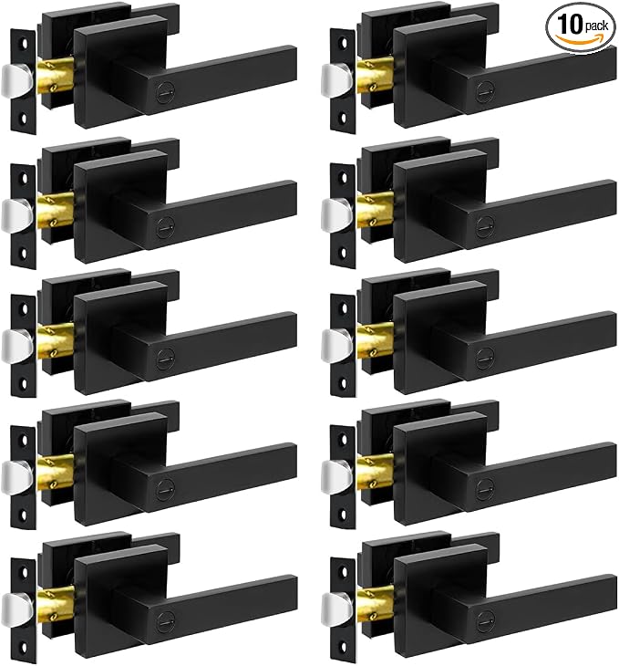 KAMOTA Privacy Door Levers, 10 Pack Matte Black Door Handles Bed and Bath Door by KAMOTA
