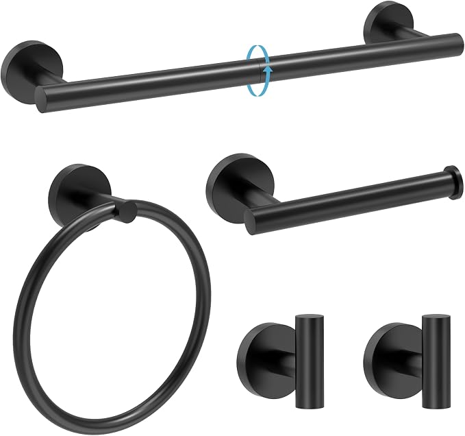 Matte Black Bathroom Accessories, Bathroom Hardware Set, SUS304 Stainless Steel by DIYMyHome