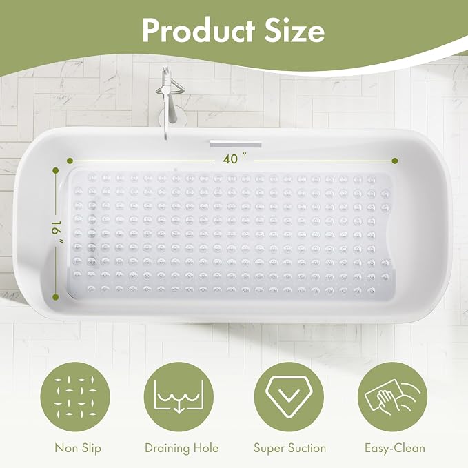 AmazerBath Shower Mat Non Slip 40 x 16 Inches, Shower Stall Mats - Image 4